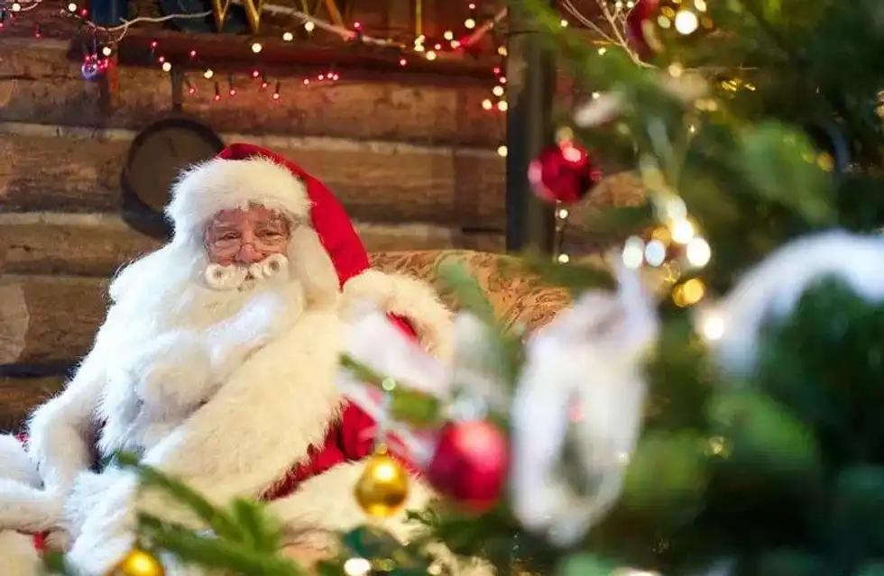 Santa in his grotto. 