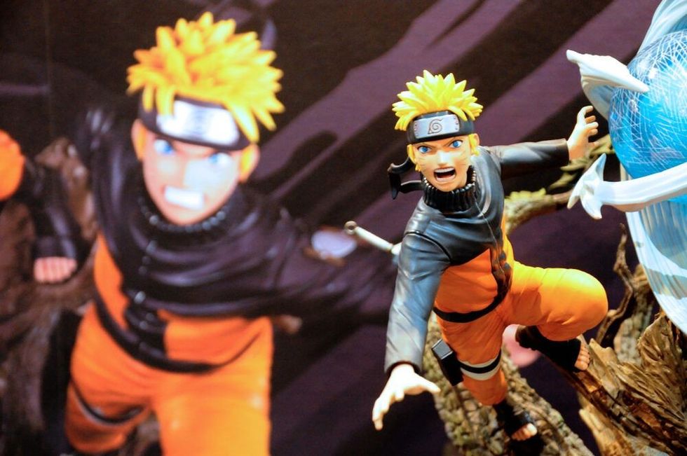Selected focused on fictional character action figure from Japanese popular cartoon series NARUTO.