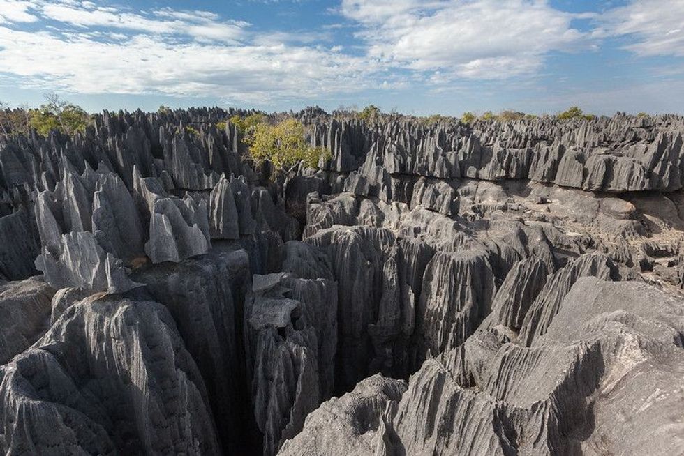 Sharp tall limestone rocks of Tsingy de bemaraha nature reserve