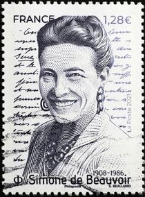 Simone de Beauvoir portrait on postage stamp