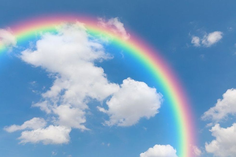 Sky with Rainbow and clear clouds