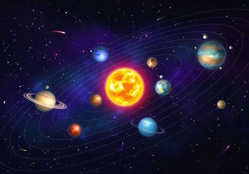 Solar system with satellites in deep space