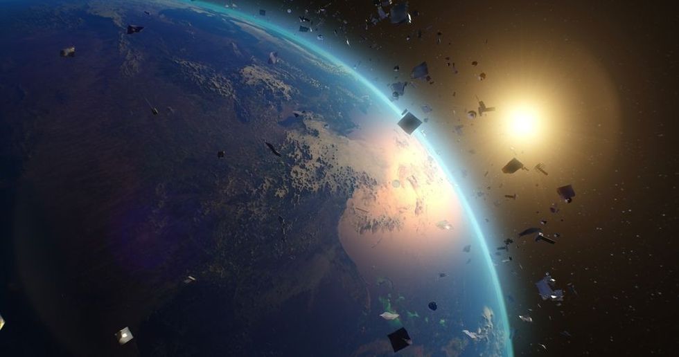 Space debris around planet