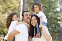 Spanish family having fun outdoors