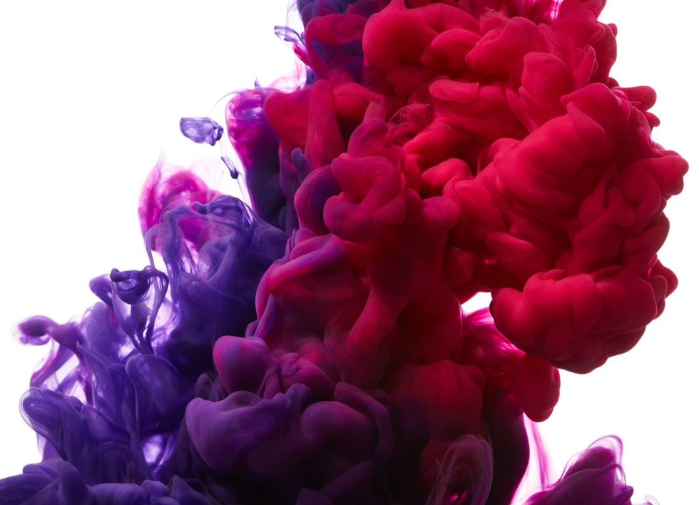 Splash of color ink red purple
