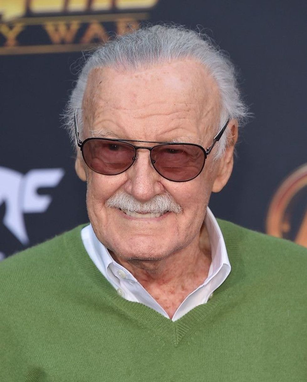 Stan Lee in a green sweater