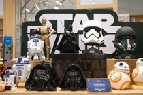 Star Wars merchandises on a shelf display