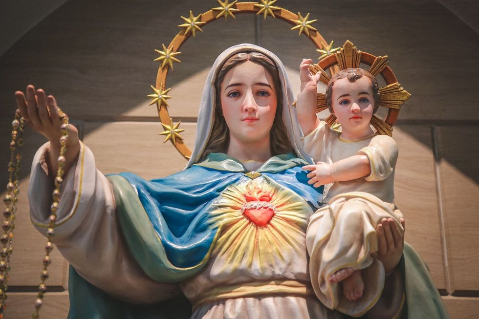 Statue of Our lady and child Jesus catholic church