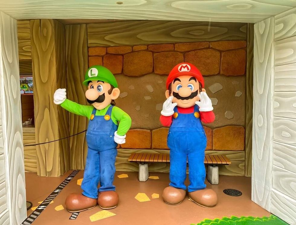 Super Mario and Luigi in the Super Nintendo World at the Universal Studios Japan