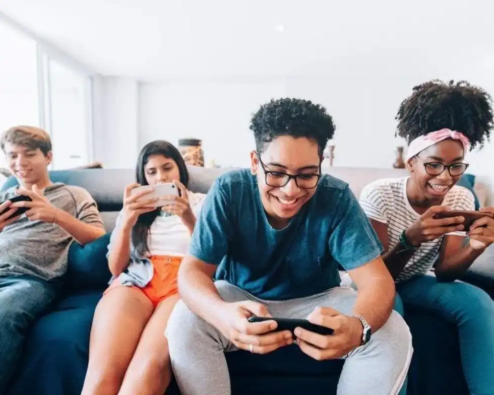 Teens on phones.