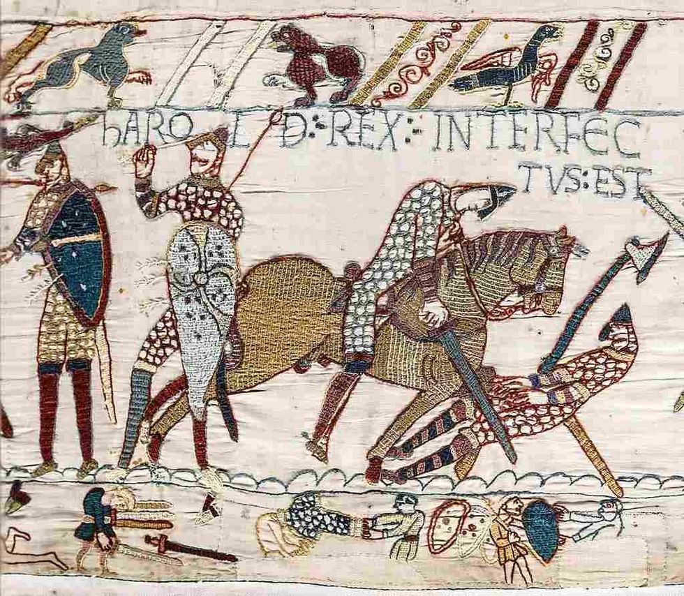 The Bayeux Tapestry is an 11th-century Romanesque masterwork most likely acquired in 1077 by Bishop Odo