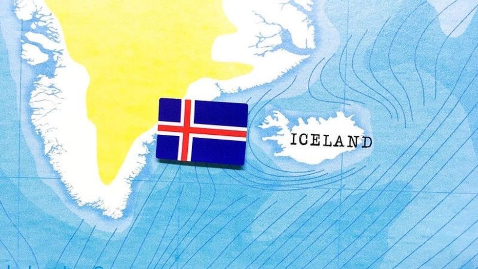 "The Flag of Iceland in the World Map "