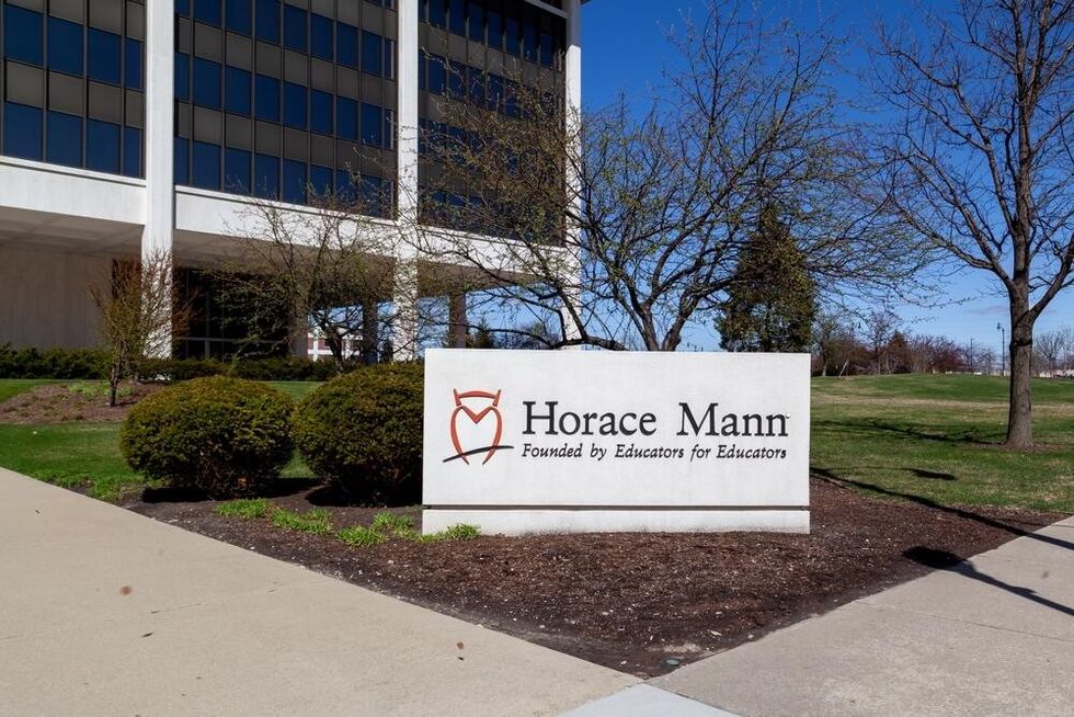 The ground sign at Horace Mann headquarters in Springfield, Illinois, USA. 