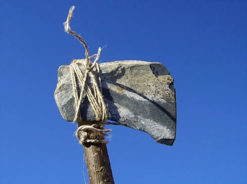 The hand axe is one of the stone age inventions.