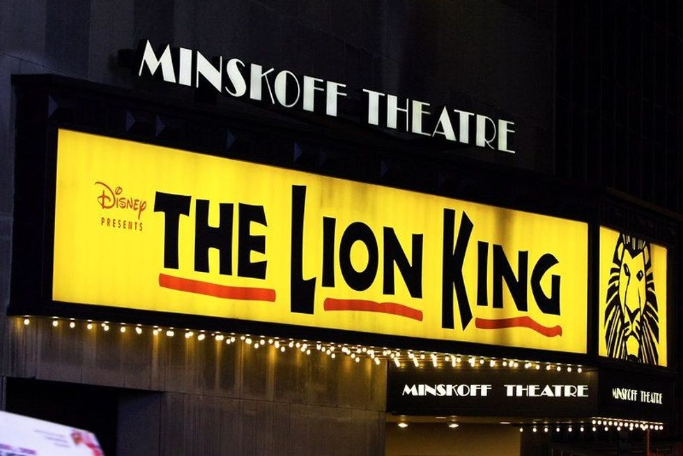 The Lion King hoarding on theatre front