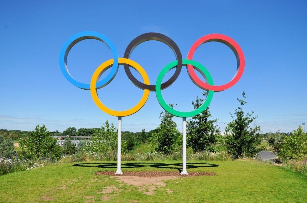 The Olympic Games symbol in the new Queen Elizabeth Olympic Park.