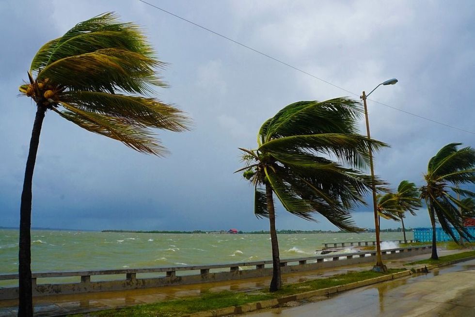 Town in Cuba During Hurricane