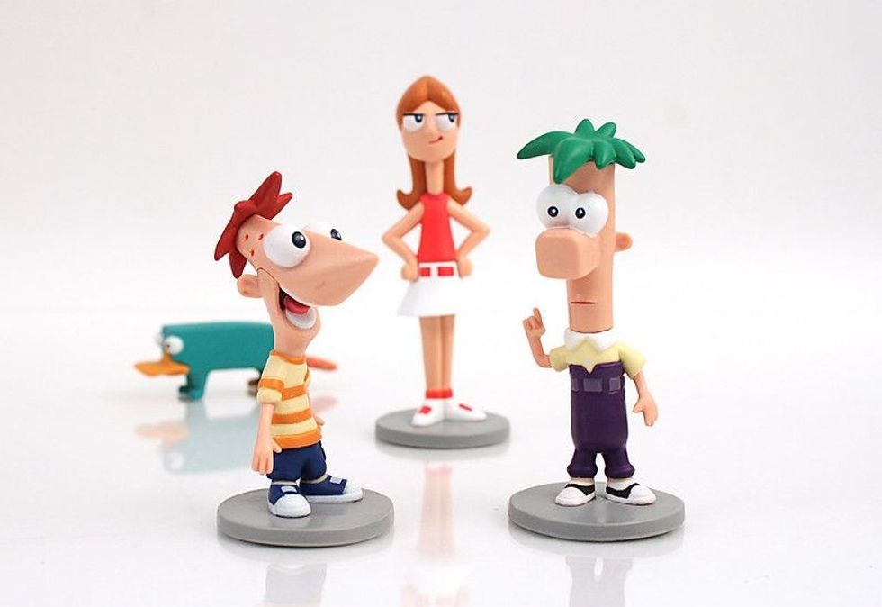 Toy figurines of  Candice, Perry the platypus, Phineas and Ferb