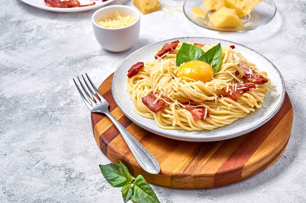 Traditional Italian Pasta Carbonara with bacon
