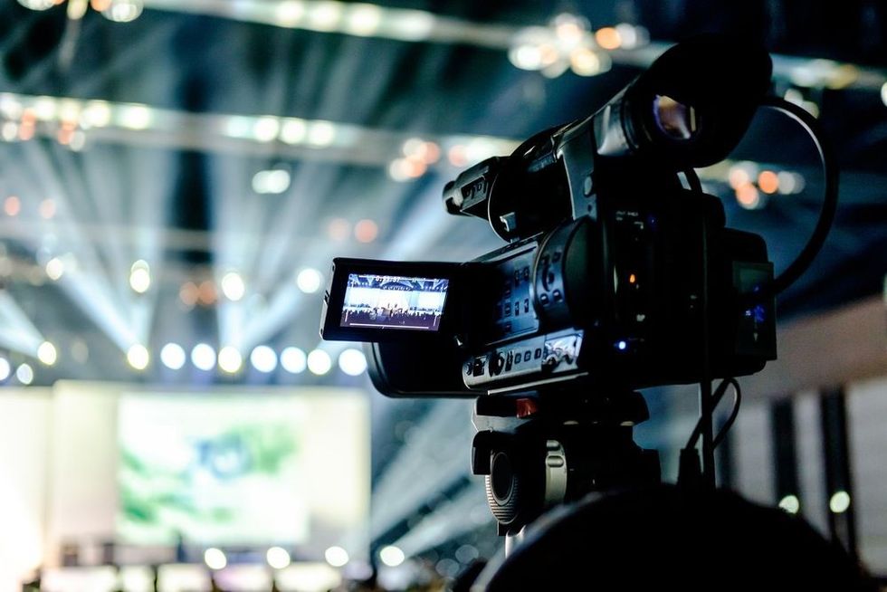 TV camera in a concert hall.