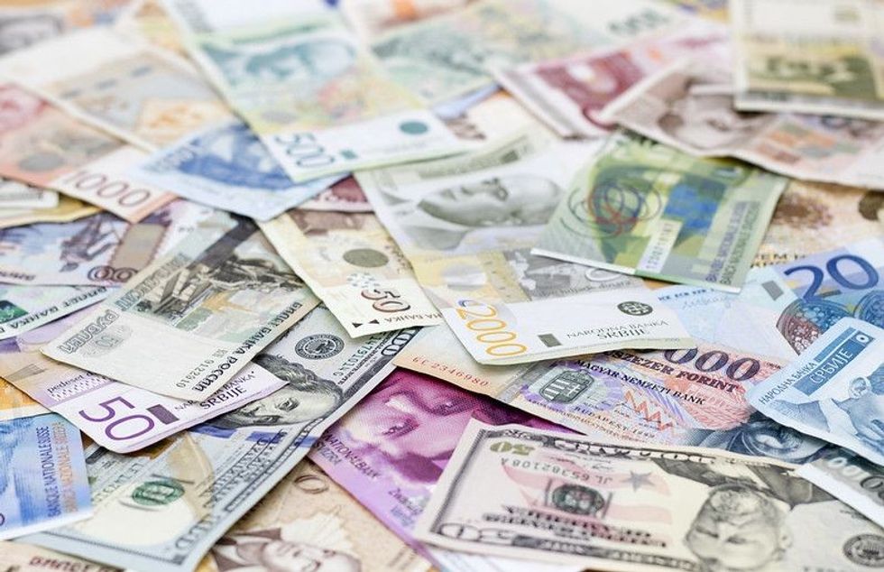 Various currency notes on the table