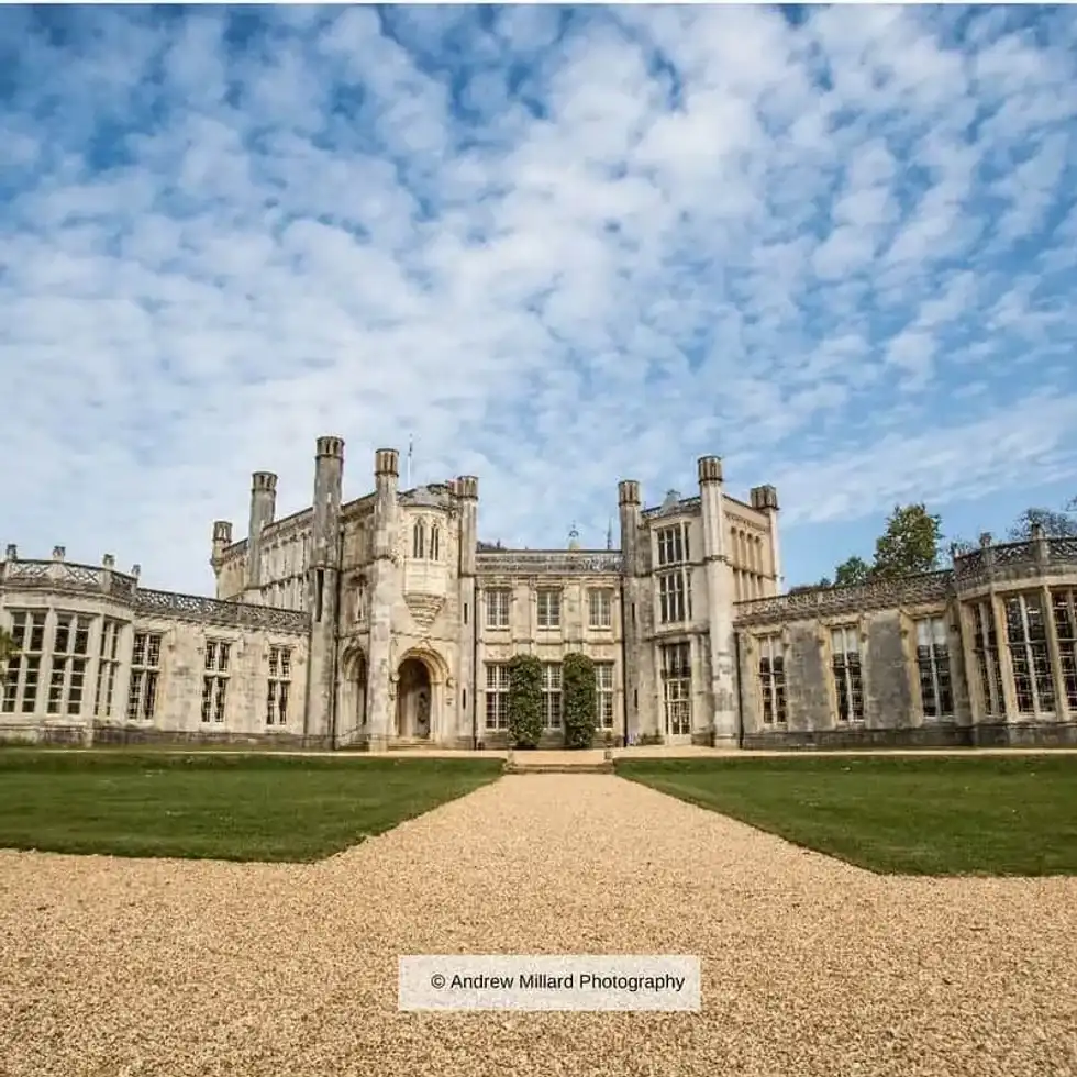 View of Highcliffe Castle on a sunny day.