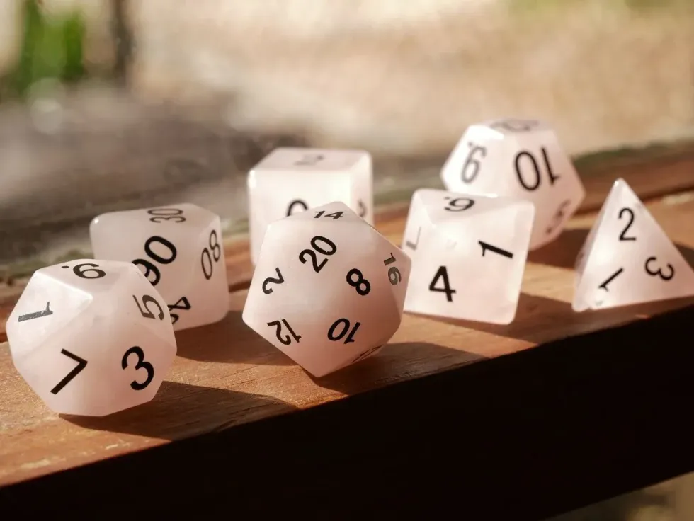 White dice of dungeons and dragons game