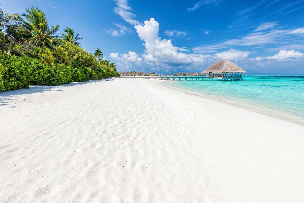 Wide sandy beach on a tropical island