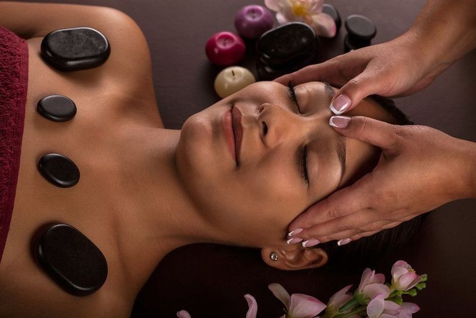 Women relaxing while massage