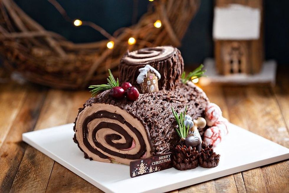 Yule log roll cake for festival
