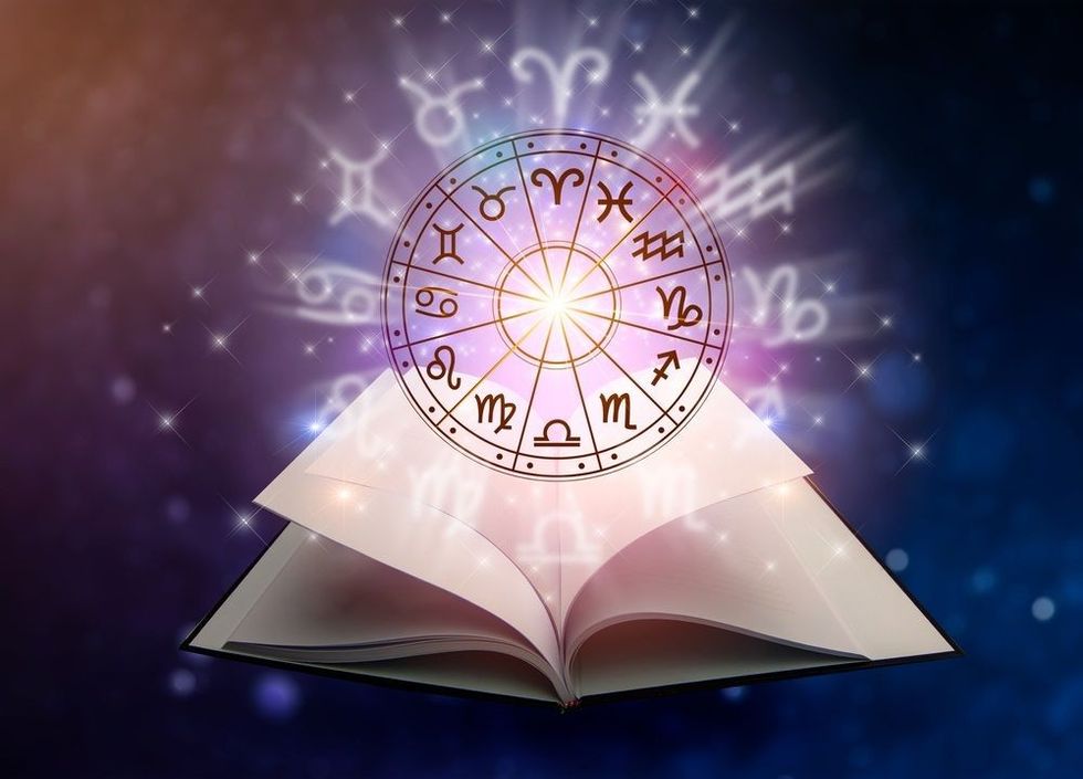 Zodiac signs inside of horoscope circle